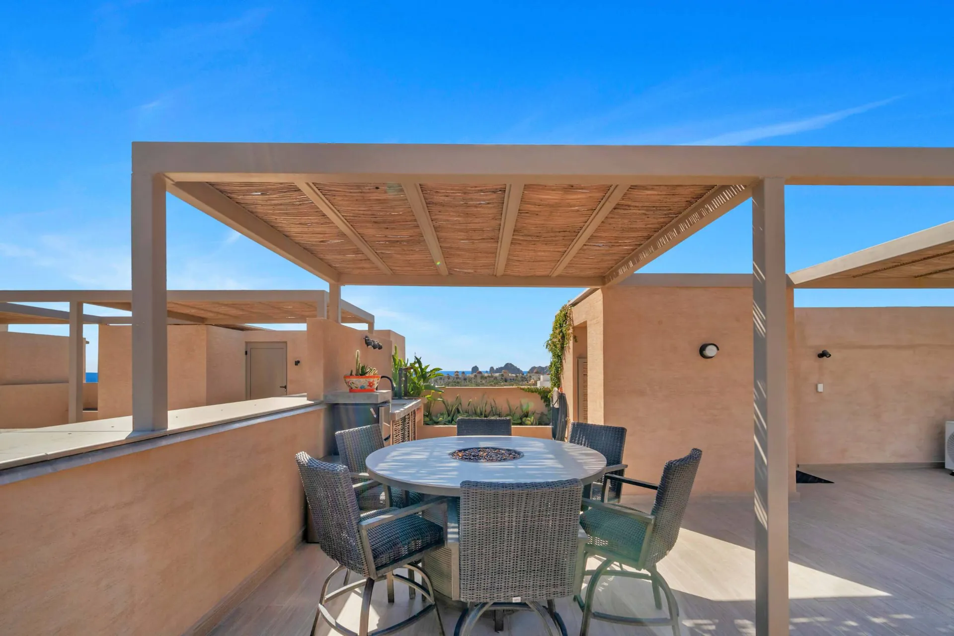 Private rooftop dining and lounge space above Cabo San Lucas